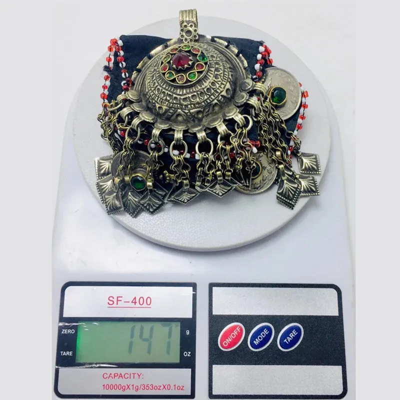 Turkmen Big Pendant Necklace With Coins