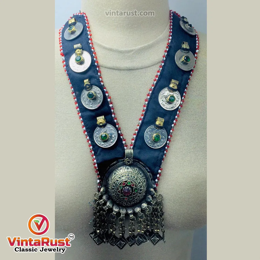 Turkmen Big Pendant Necklace With Coins