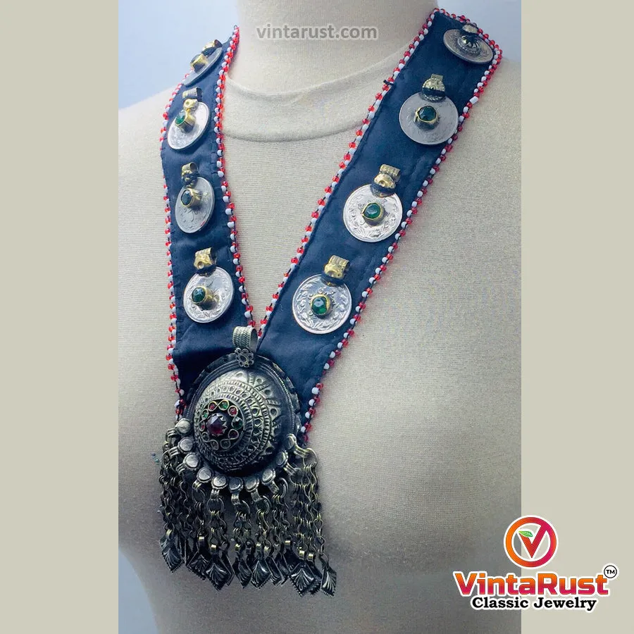 Turkmen Big Pendant Necklace With Coins