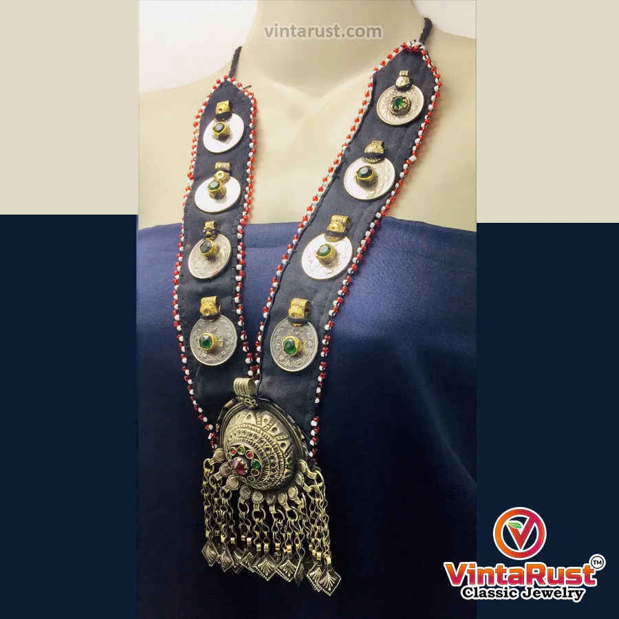 Turkmen Big Pendant Necklace With Coins