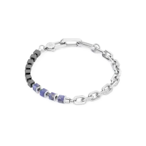 Unisex bracelet Fusion link chain blue