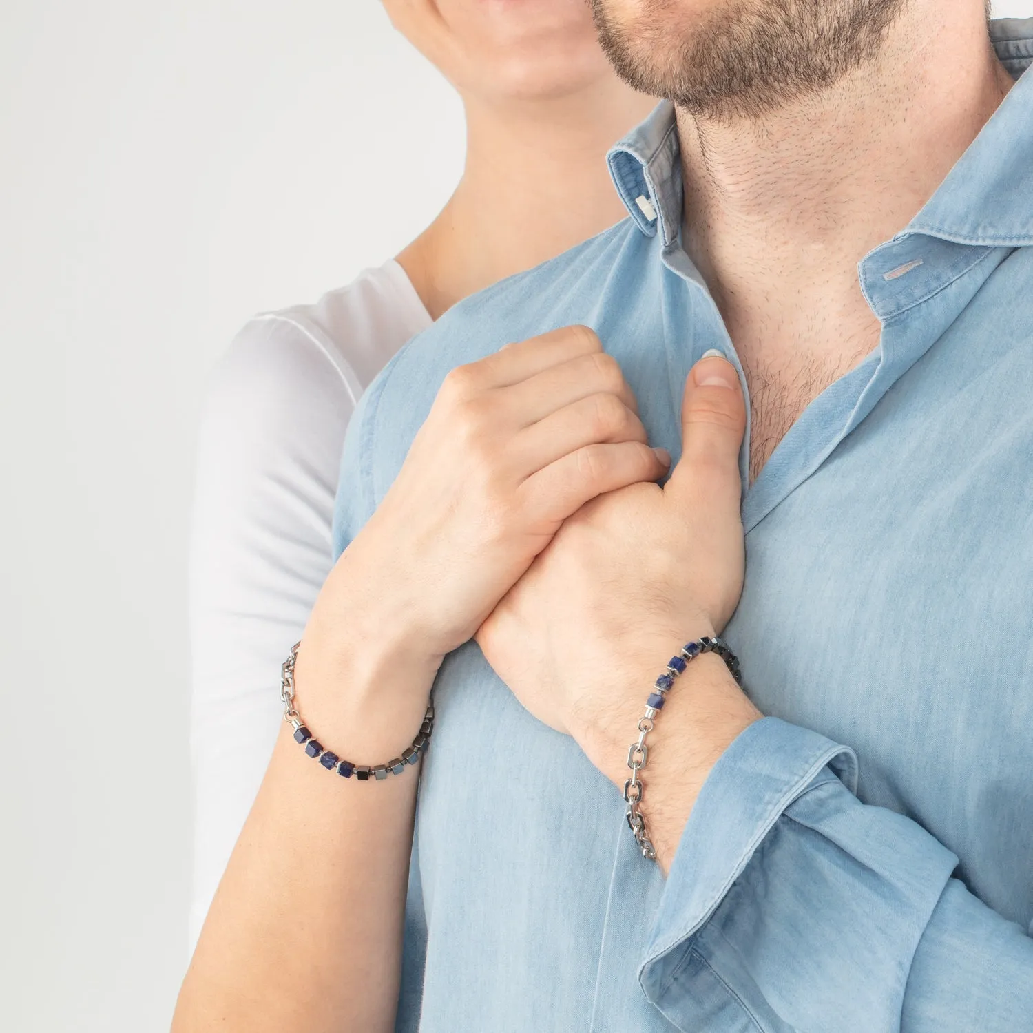 Unisex bracelet Fusion link chain blue