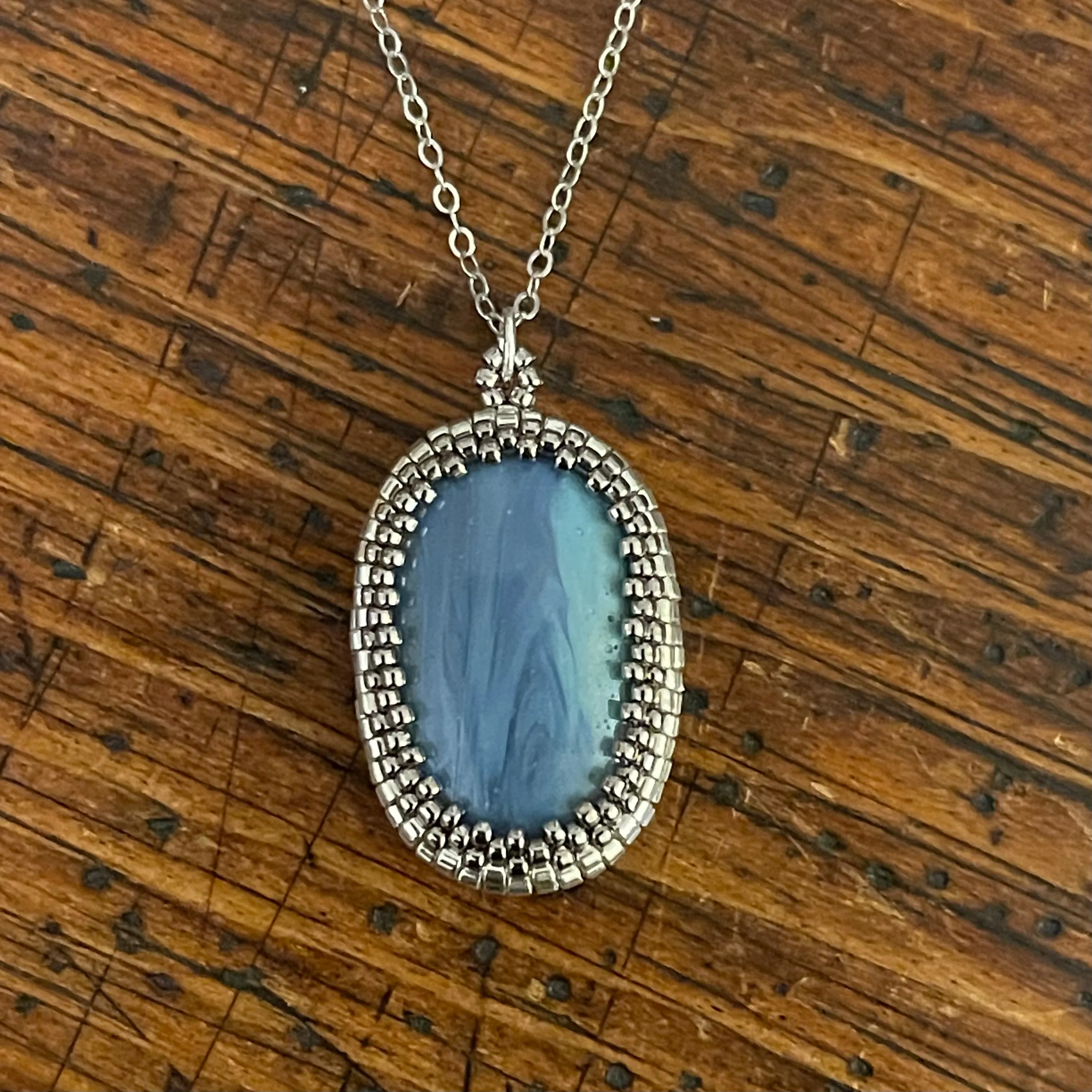 Upcycled Leland Blue Slag Pendant