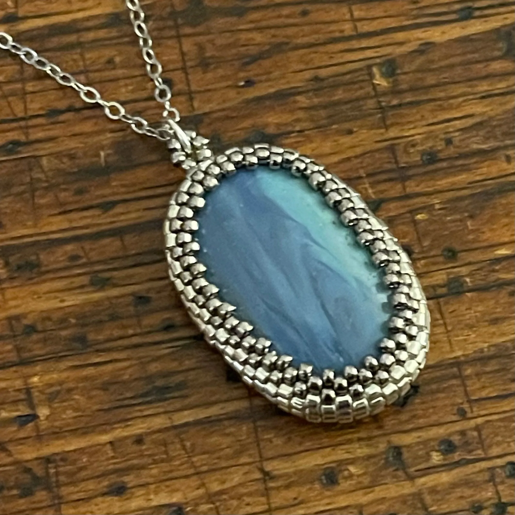 Upcycled Leland Blue Slag Pendant