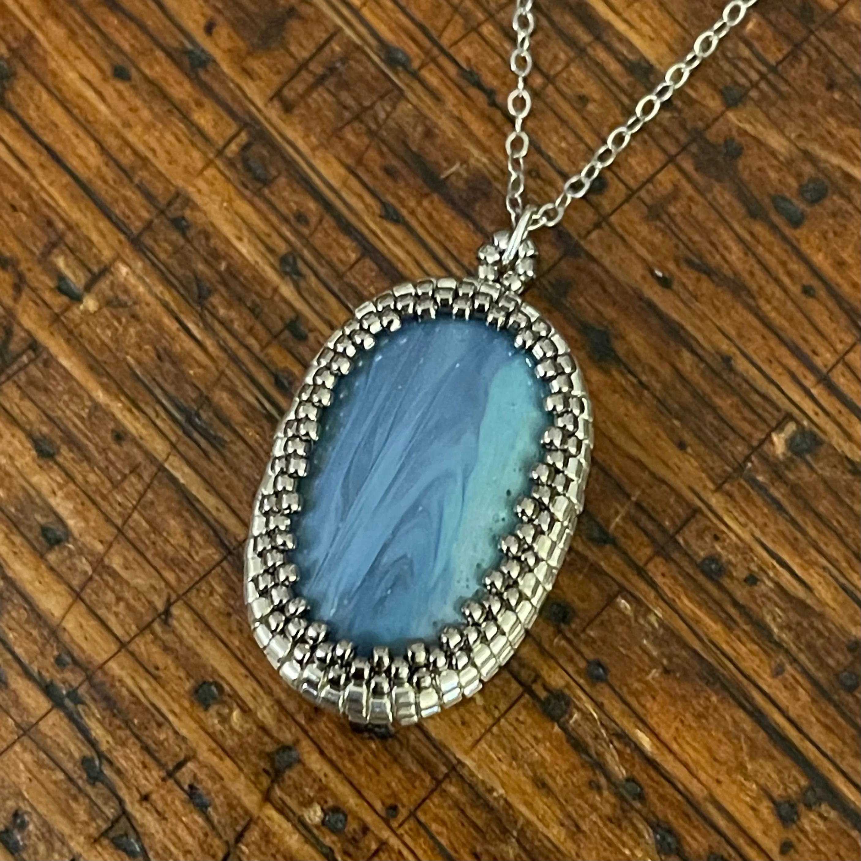 Upcycled Leland Blue Slag Pendant