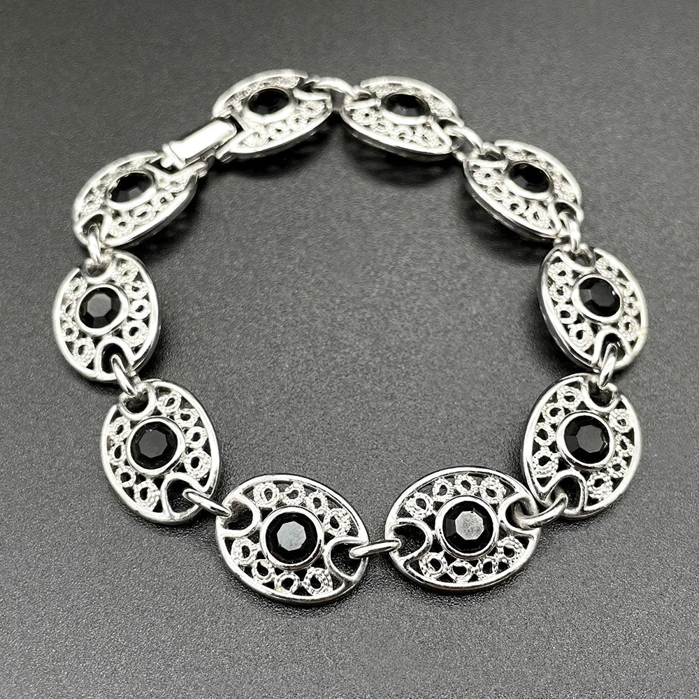 【USA輸入】 ヴィンテージ EMMONS ブラックビジュー フィリグリー ブレスレット/Vintage EMMONS Black Bijou Filigree Bracelet