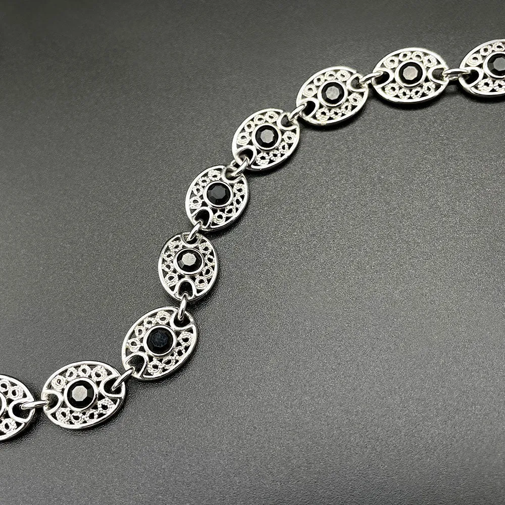 【USA輸入】 ヴィンテージ EMMONS ブラックビジュー フィリグリー ブレスレット/Vintage EMMONS Black Bijou Filigree Bracelet