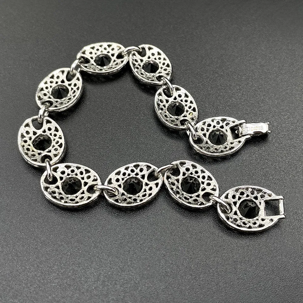 【USA輸入】 ヴィンテージ EMMONS ブラックビジュー フィリグリー ブレスレット/Vintage EMMONS Black Bijou Filigree Bracelet