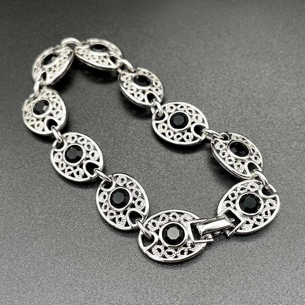 【USA輸入】 ヴィンテージ EMMONS ブラックビジュー フィリグリー ブレスレット/Vintage EMMONS Black Bijou Filigree Bracelet