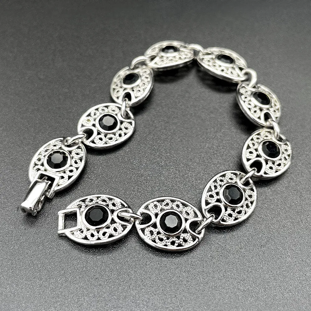 【USA輸入】 ヴィンテージ EMMONS ブラックビジュー フィリグリー ブレスレット/Vintage EMMONS Black Bijou Filigree Bracelet