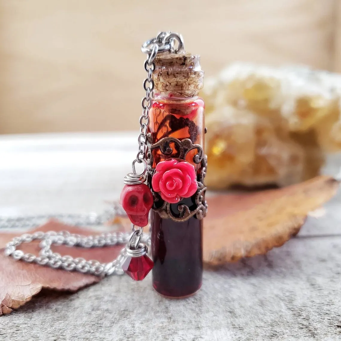 Vampire blood vial necklace