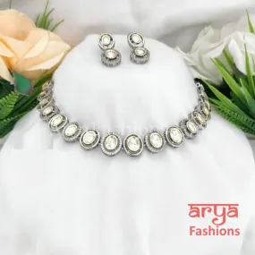 Victorian Big Kundan Necklace with Cubic Zirconia Stones