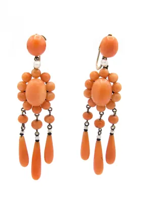 Victorian Coral Chandelier Earrings