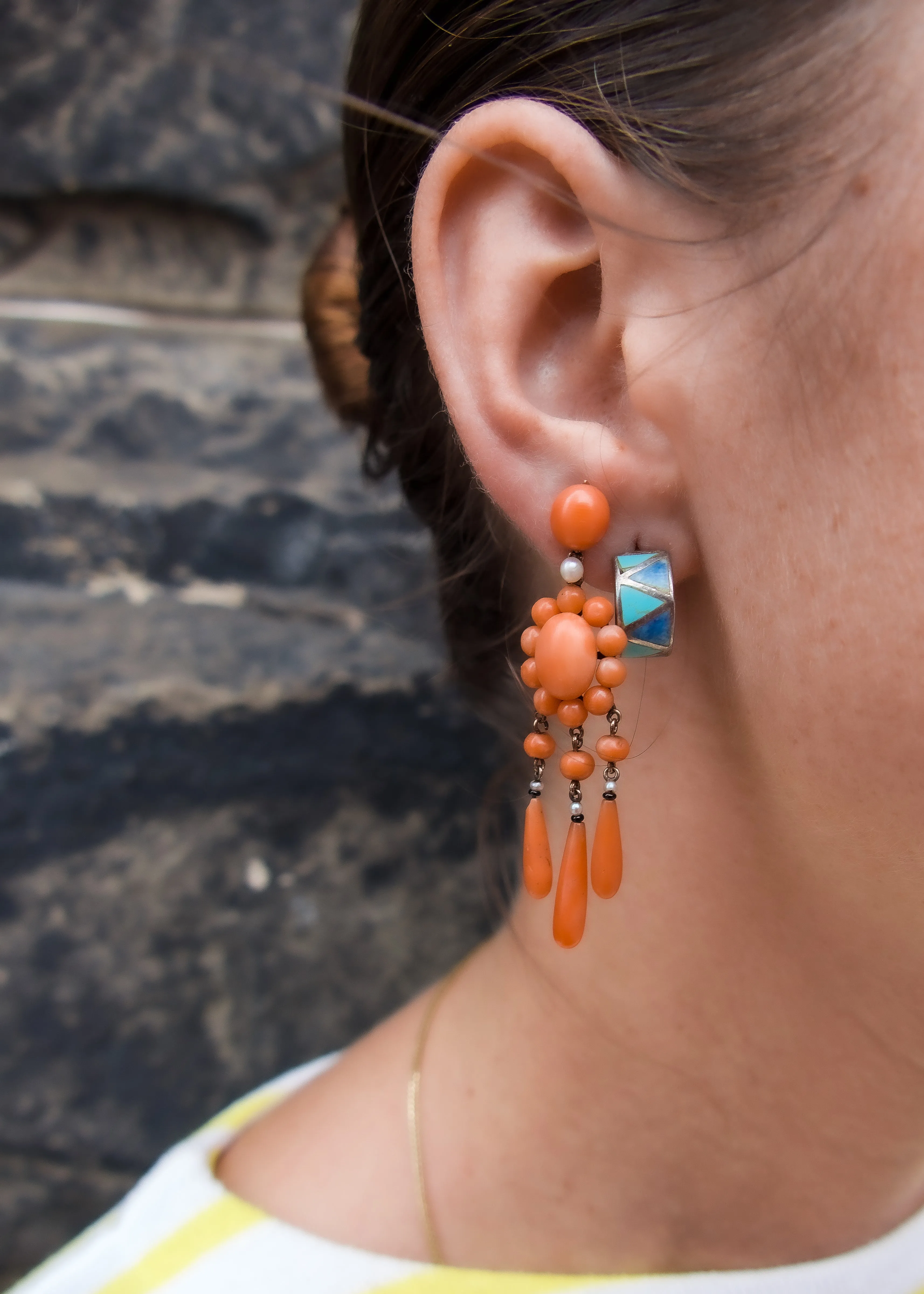 Victorian Coral Chandelier Earrings