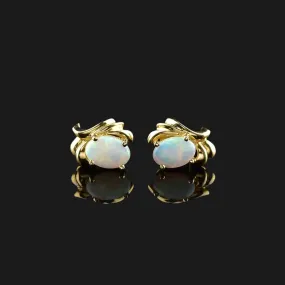 Vintage 14K Gold Astralian Opal Stud Earrings