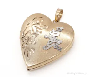 Vintage 14K Gold Filled "I Love You" Heart Locket Pendant