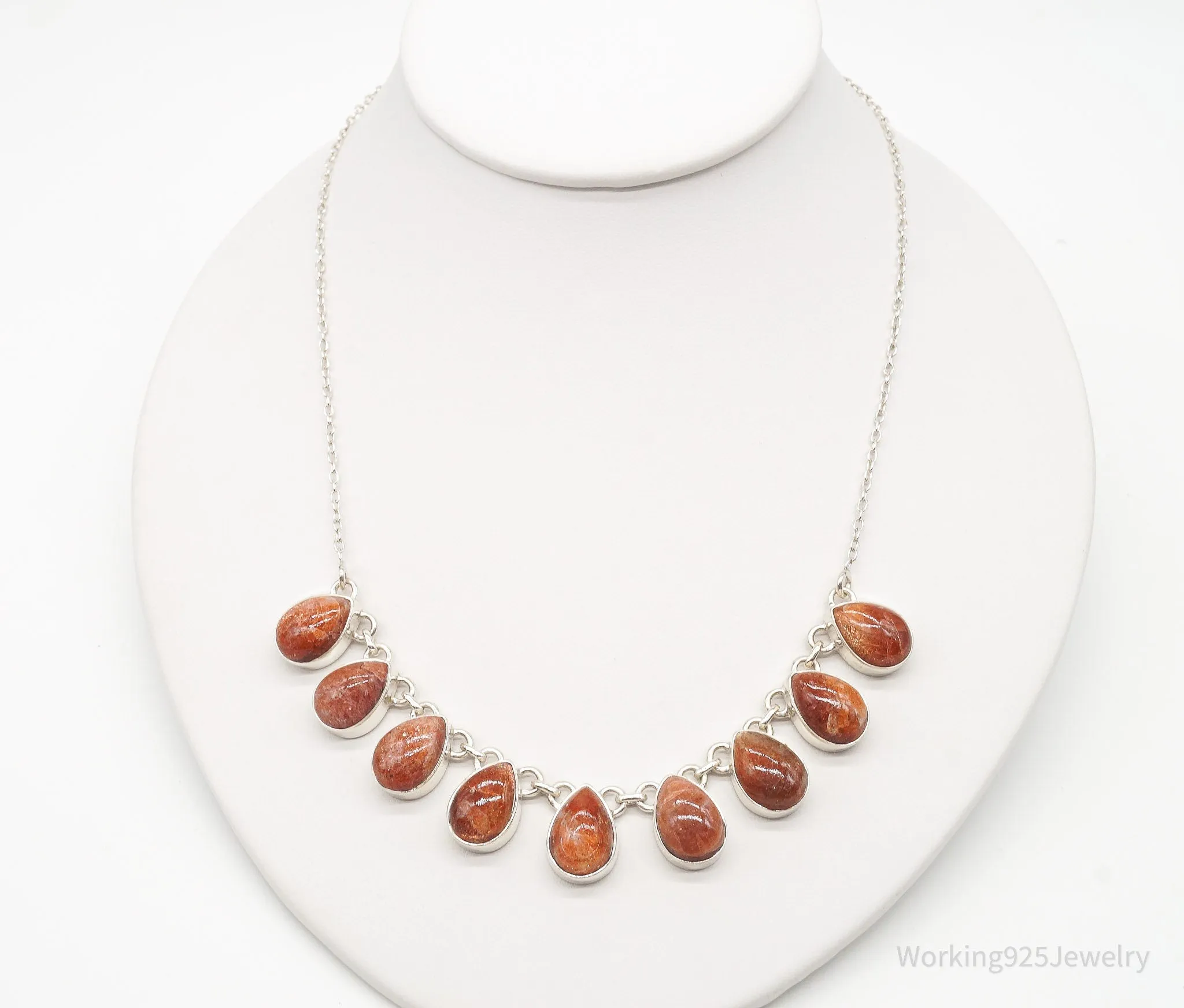 Vintage Designer TGGC Sunstone Sterling Silver Necklace