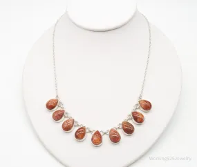 Vintage Designer TGGC Sunstone Sterling Silver Necklace