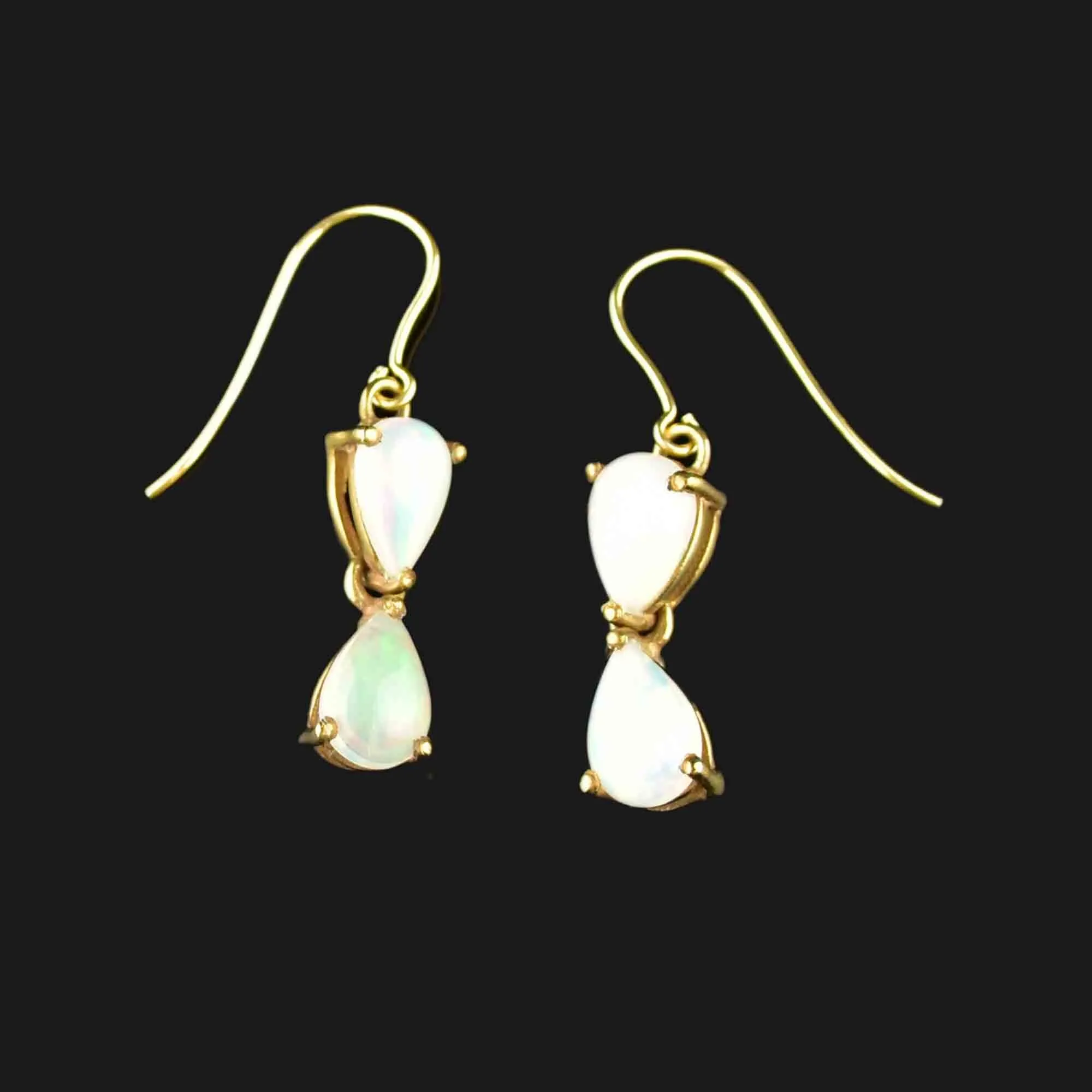 Vintage Gold Pear Cut Opal Earrings