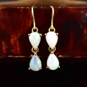 Vintage Gold Pear Cut Opal Earrings