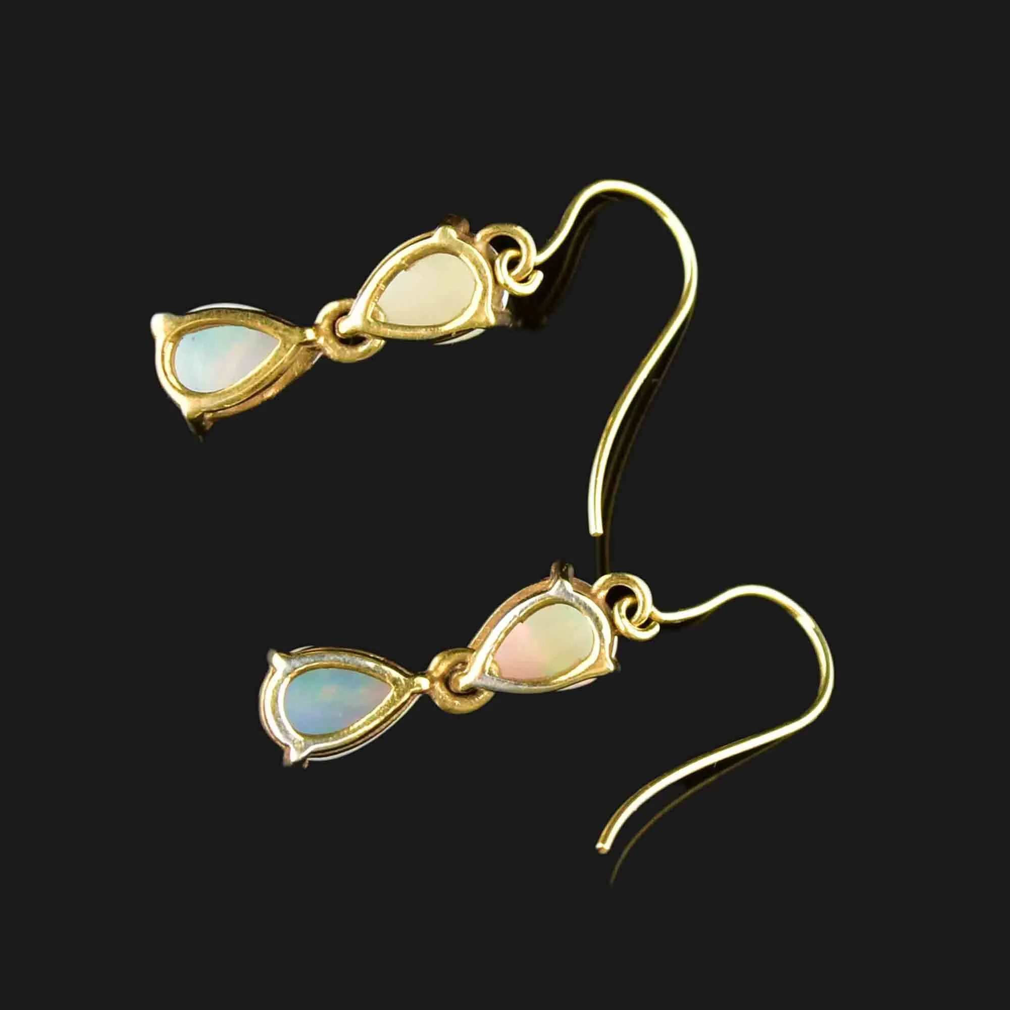 Vintage Gold Pear Cut Opal Earrings