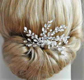 Vintage Inspired Silver or Gold Crystal Spray Bridal Hair Comb