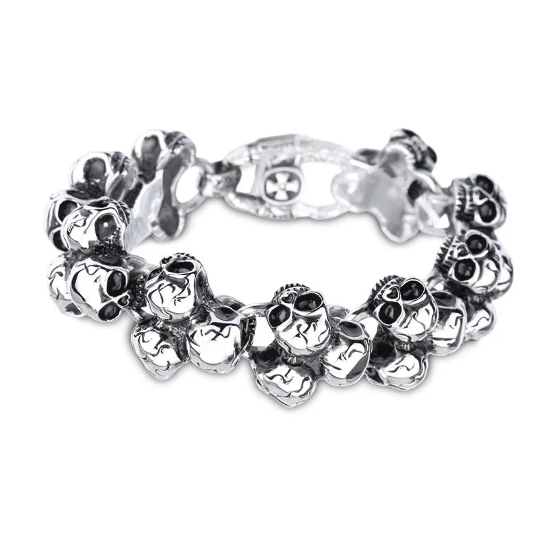 Vintage-Inspired Stainless Steel Skull Bracelet for Men - Customizable Titanium Jewelry