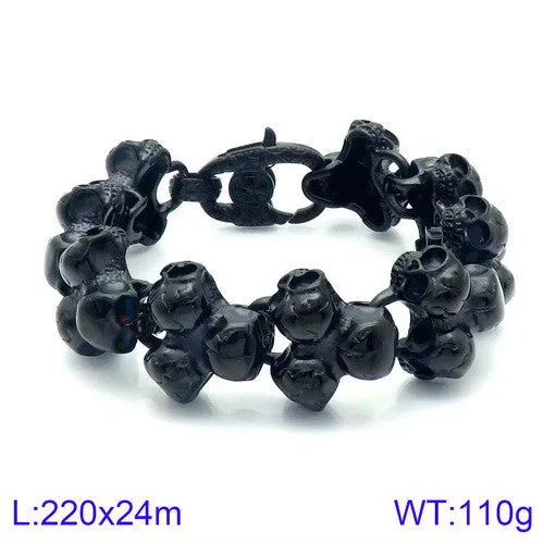 Vintage-Inspired Stainless Steel Skull Bracelet for Men - Customizable Titanium Jewelry