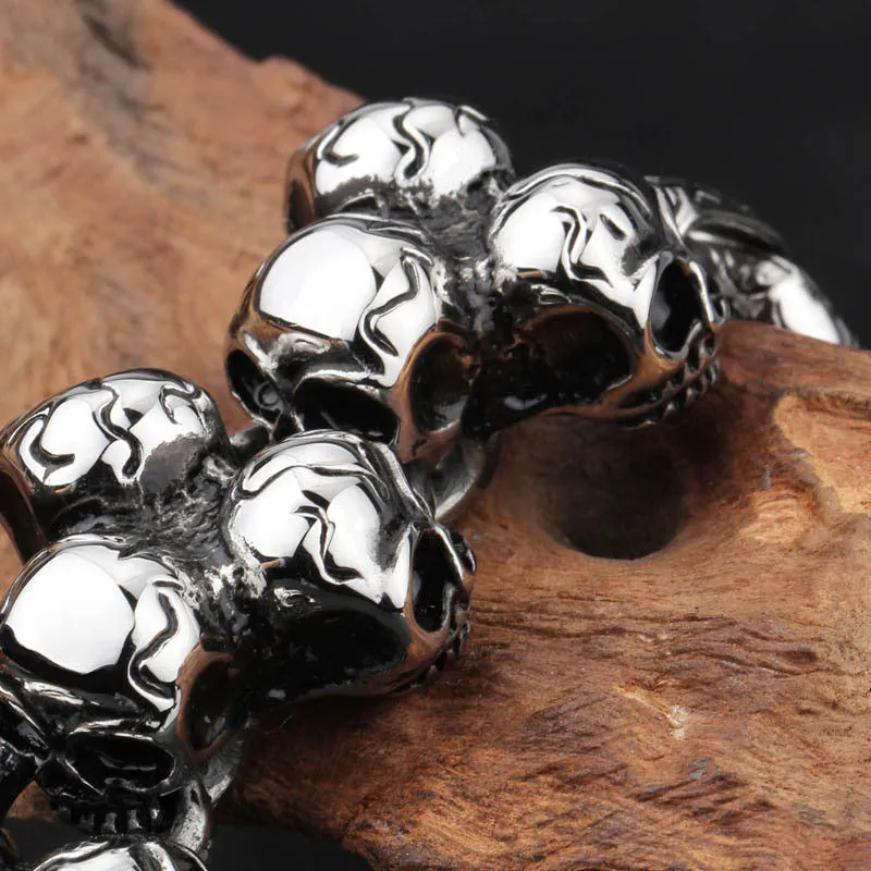 Vintage-Inspired Stainless Steel Skull Bracelet for Men - Customizable Titanium Jewelry