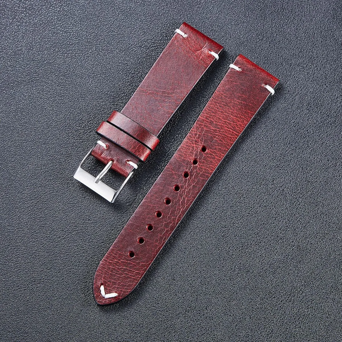 Vintage Oiled Leather Watch Straps Compatible with the Olympic 22mm Range