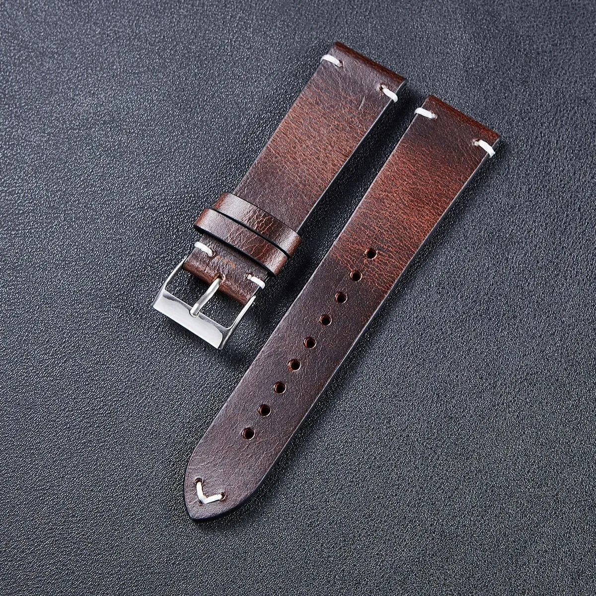 Vintage Oiled Leather Watch Straps Compatible with the Olympic 22mm Range