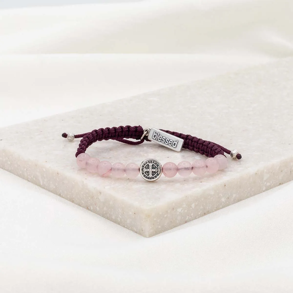 Wake Up and Pray Meditation Bracelet - Rose Quartz