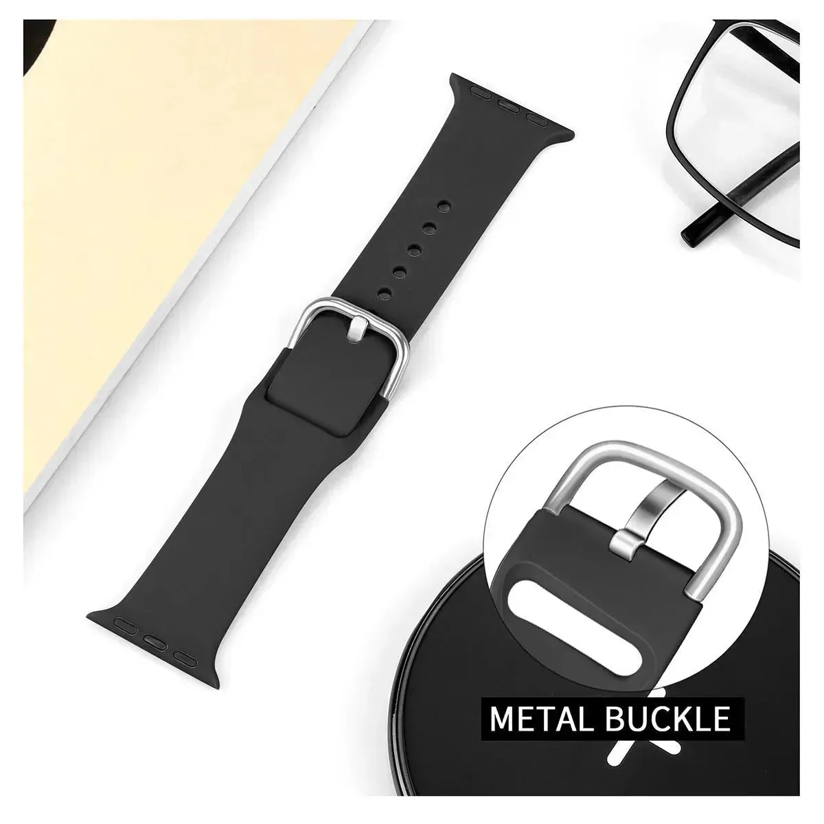 Watch strap solid color silicone watch buckle strap