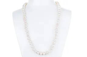 White Off-Round Freshwater Pearl Necklace 8mm