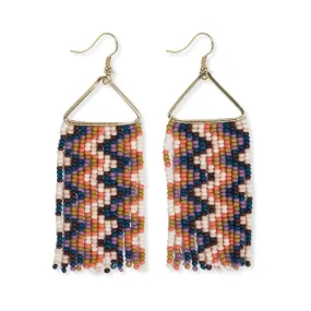 Whitney Wavy Beaded Fringe Earrings Citron   Coral