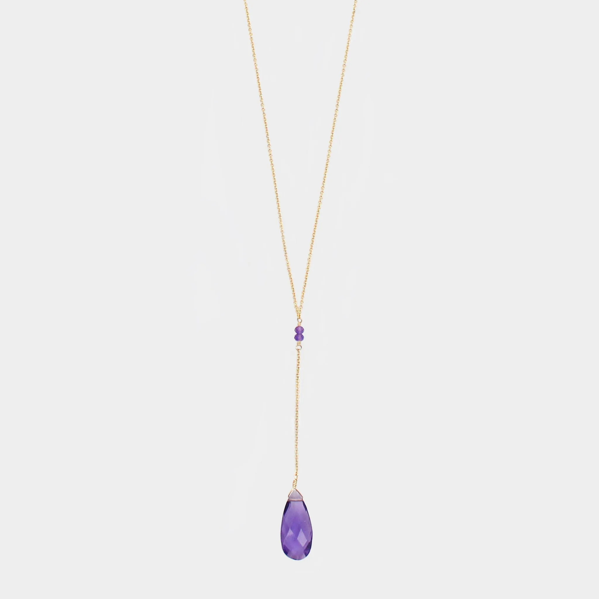 Y Shape Necklace: Amethyst