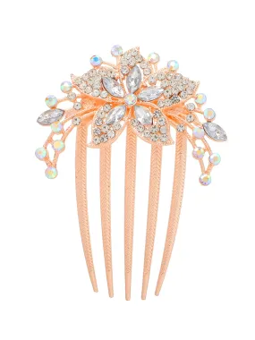 Yellow Chimes Comb Pin for Women Hair Accessories for Women Floral Comb Clips for Hair for Women Western Rosegold Crystal Hair Pin Bridal Hair Accessories for Wedding Side Pin / Comb Pin / Juda Pin Accessories for Women