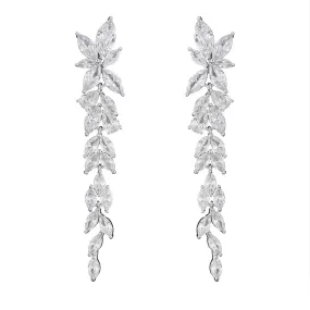 Yellow Chimes Dangler Drop Earrings for Women White Crystal Flower Designed Dangler Drop Earrings for Women and Girls