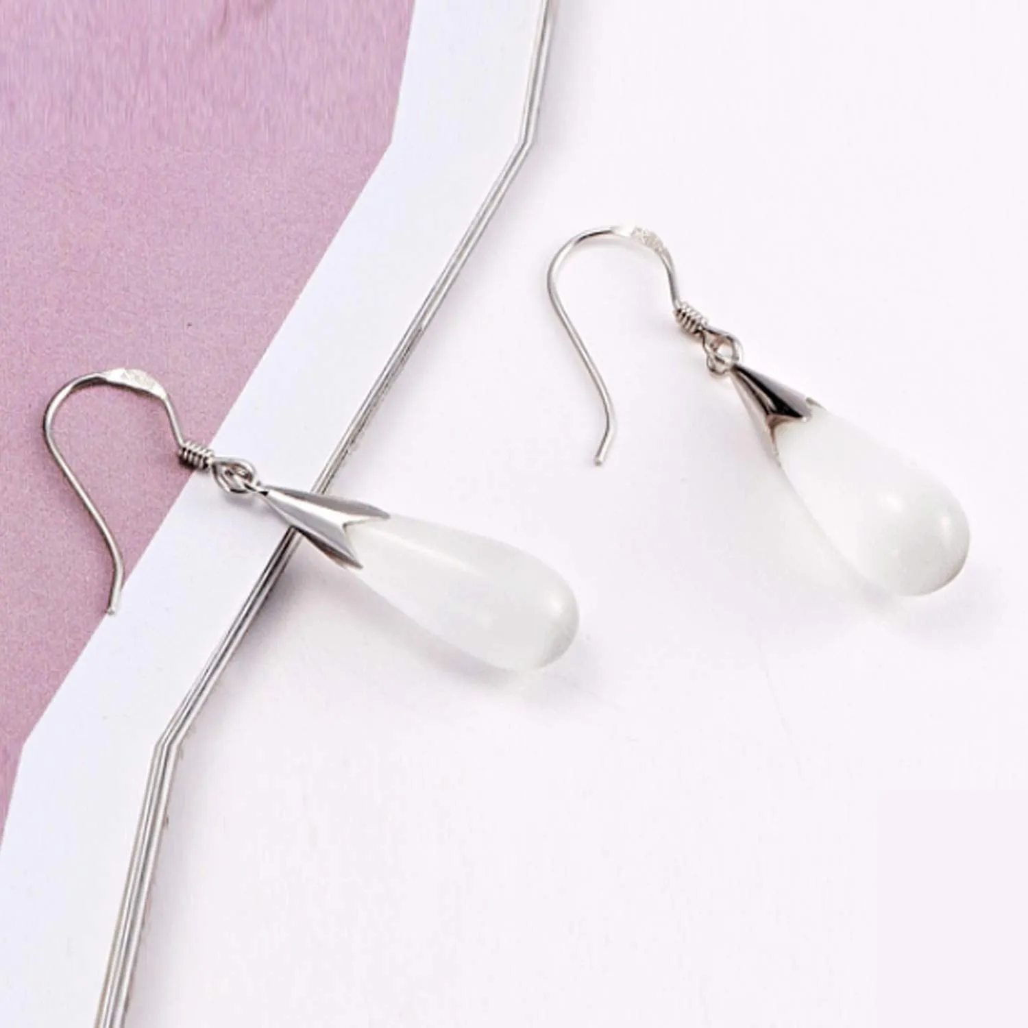 Yellow Chimes Drop Earrings for Women White Opal Earrings Elegant Design Silver Plated Drop Earrings for Women and Girls.