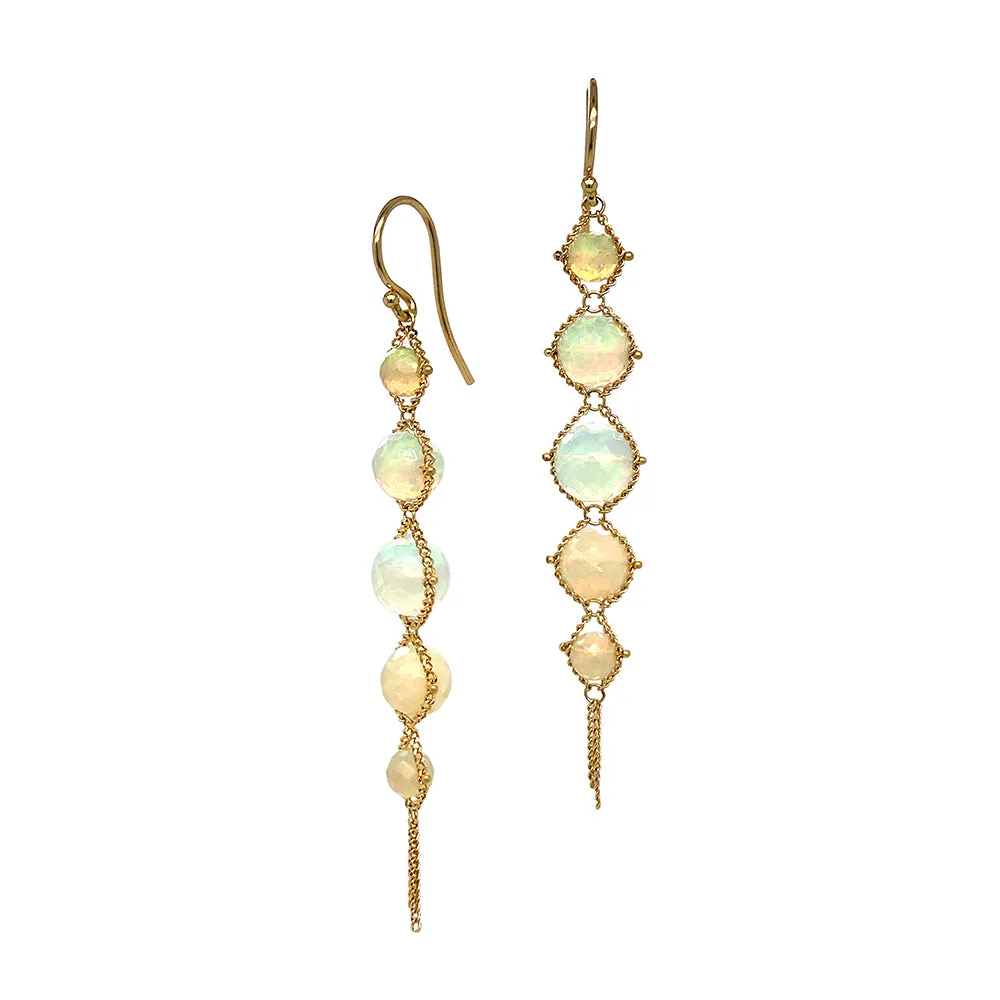 Yellow Gold and Ethiopian Opal Earrings - "Desert Mirage"