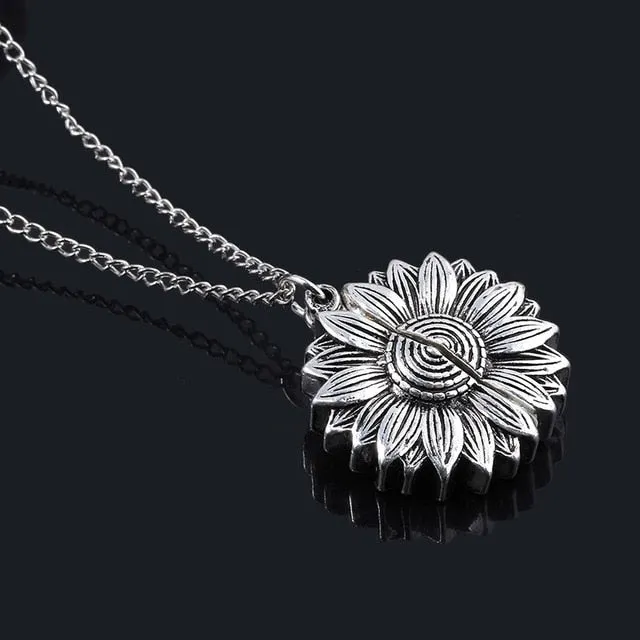 You are my sunshine Open Sunflower Gold Necklace