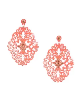 Zenzii Large Brocade Resin Earrings With Crystal Embellishment