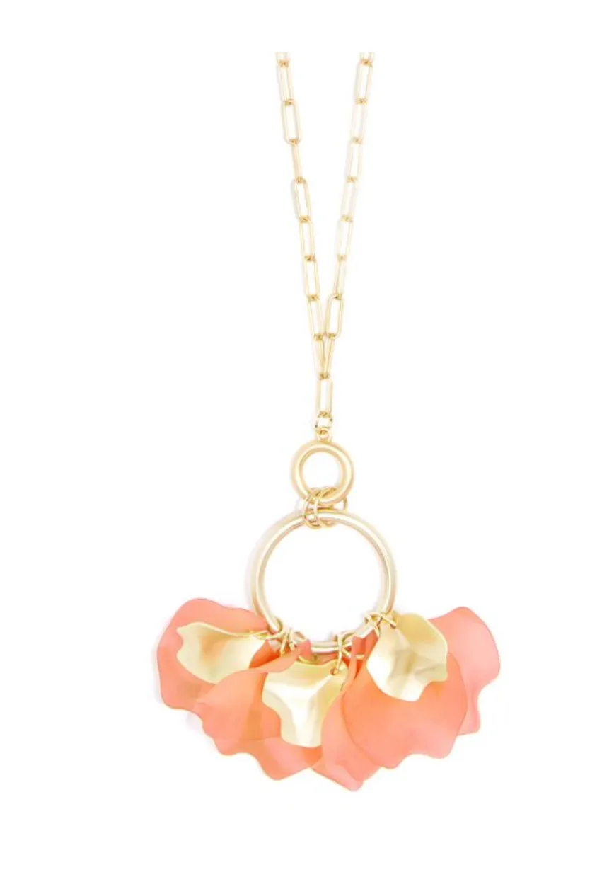 Zenzii Sheer Petals Gold Pendant Necklace