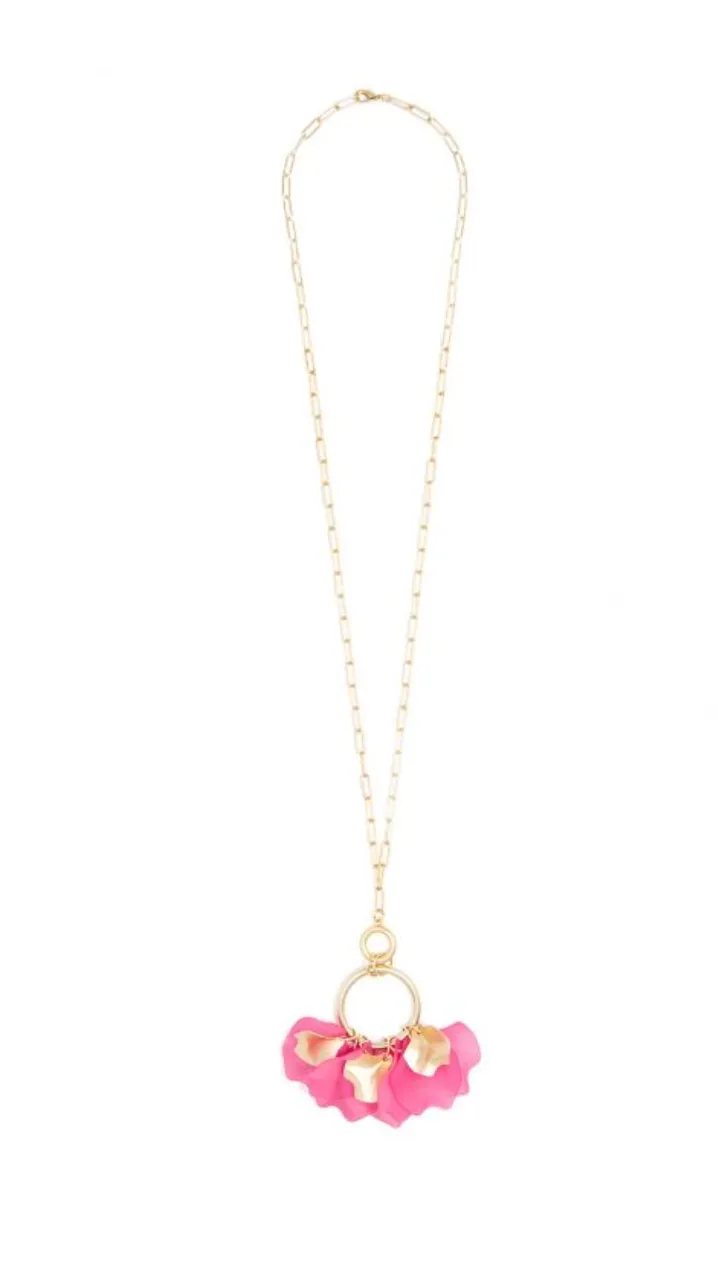 Zenzii Sheer Petals Gold Pendant Necklace