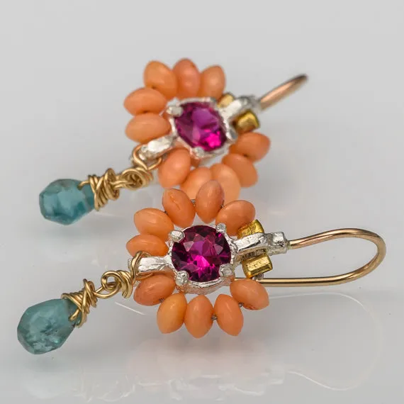 Zircon Coral Flower Earrings