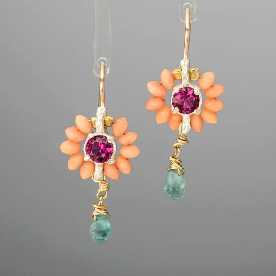 Zircon Coral Flower Earrings